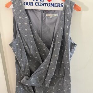 Boden Polka Dot Wrap Top Sleeveless Tie Waist Blouse Grey Size 12